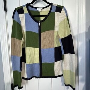 Retro Colorblock Christopher Banks Knit Cardigan Sweater Sz S Patchwork Cottage